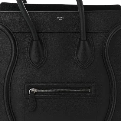 Celine Mini Luggage Bag Black Drummed Calfskin Leather Gold Hardware