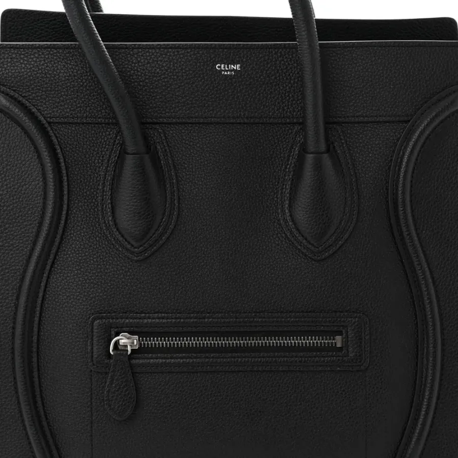 Celine Mini Luggage Bag Black Drummed Calfskin Leather Gold Hardware