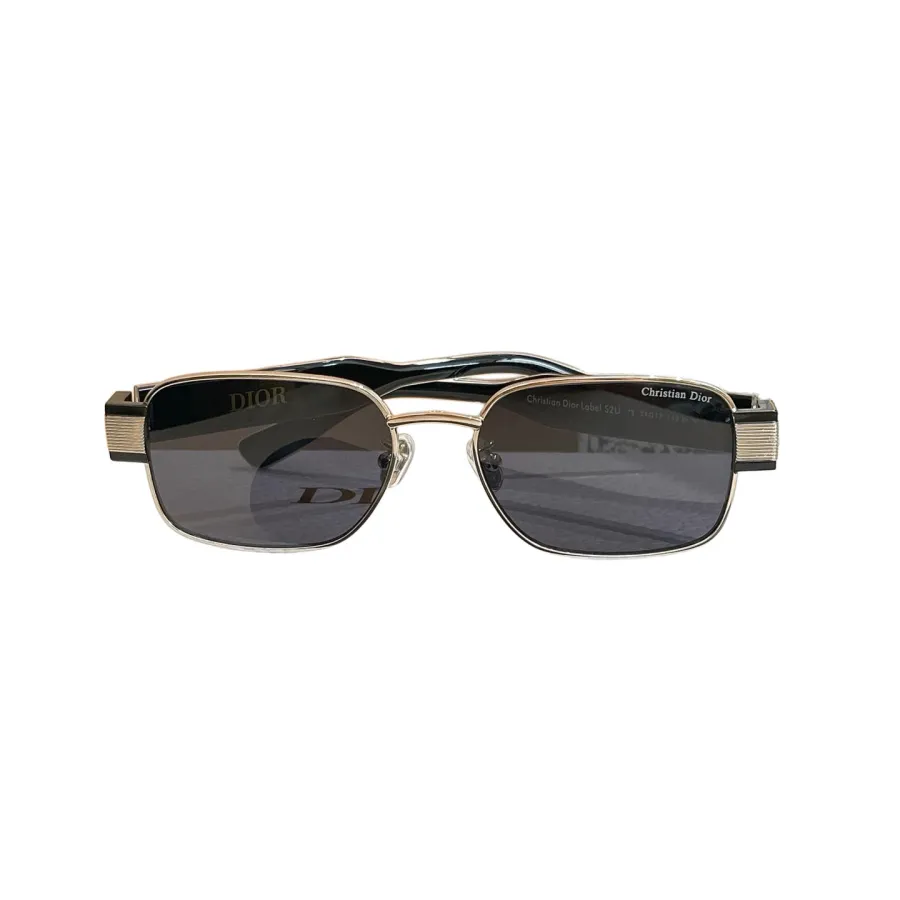 DIOR square frame glasses blue silver/blue light gold/black light gold color Size 54口17-145