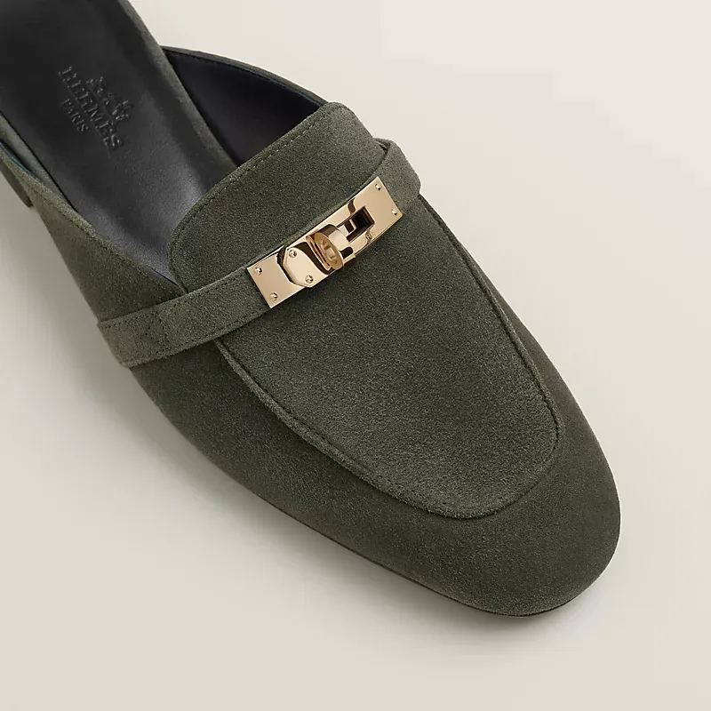 HERMES Oz Mule Green Slippers