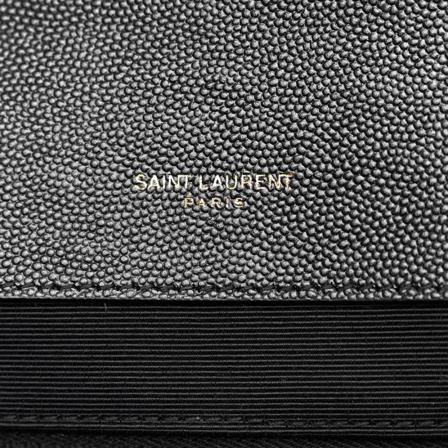 Saint Laurent Large Satchel Black Triquilt Monogram Grain De Poudre Textured Mixed Matelasse Leather Gold Hardware