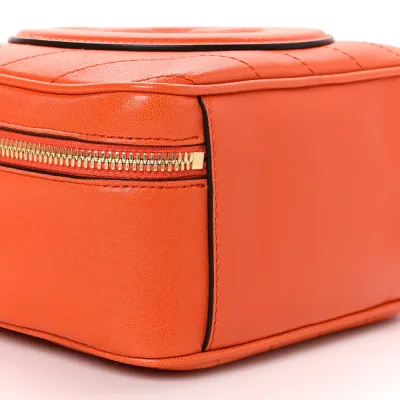 Gucci Small Diagonal Stitched Blondie Shoulder Bag Orange Calfskin Leather Gold Hardware