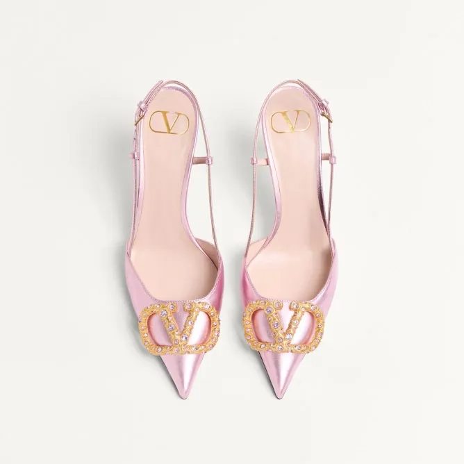 VALENTINO Sheepskin heels with back trim (8cm high heel)