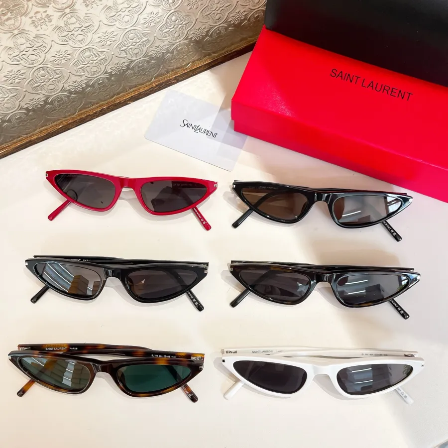 Saint Laurent triangle frame glasses black/red/white/leopard black/black brown/leopard green color Size 51口20-140