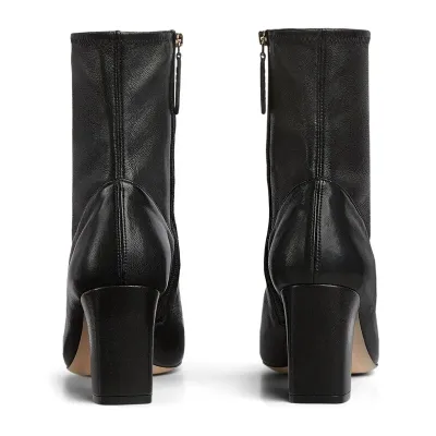 Gucci black square headed horse buckle high heels ankle boots