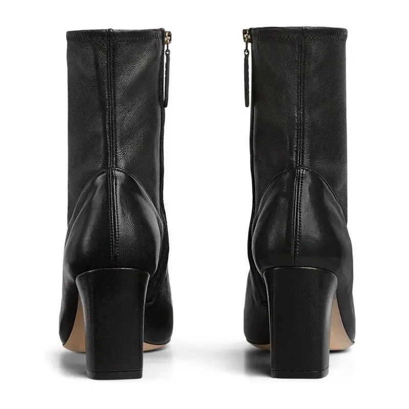 Gucci black square headed horse buckle high heels ankle boots