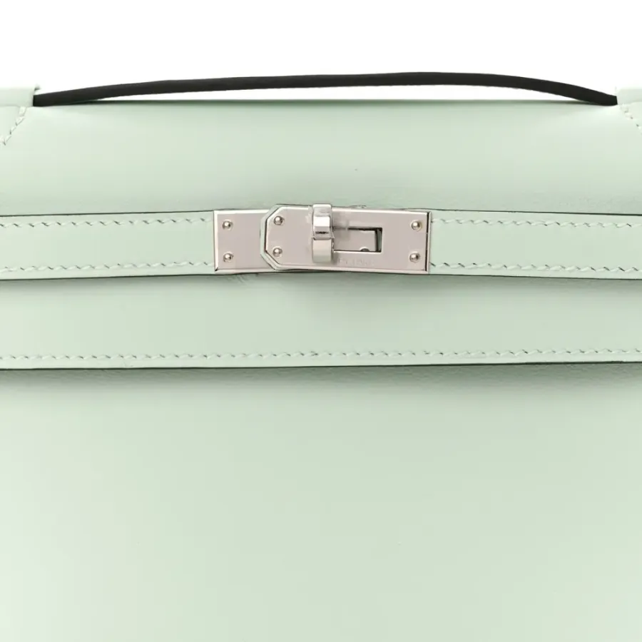 Hermès Kelly Pochette Clutch Vert Peppermint Swift Leather Palladium Hardware