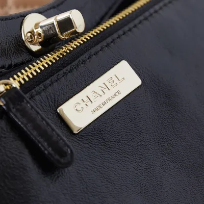 Chanel Quilted Lambskin Leather Black and Milk tea color Crossbody Bags