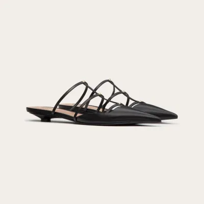 VALENTINO Black Calfskin microheeled Mill slippers