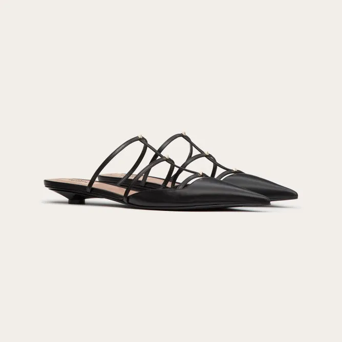 VALENTINO Black Calfskin microheeled Mill slippers