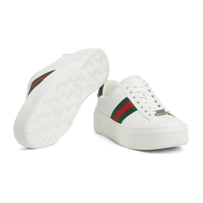 Gucci Ace series platform sneakers woven fabric women's sports shoes