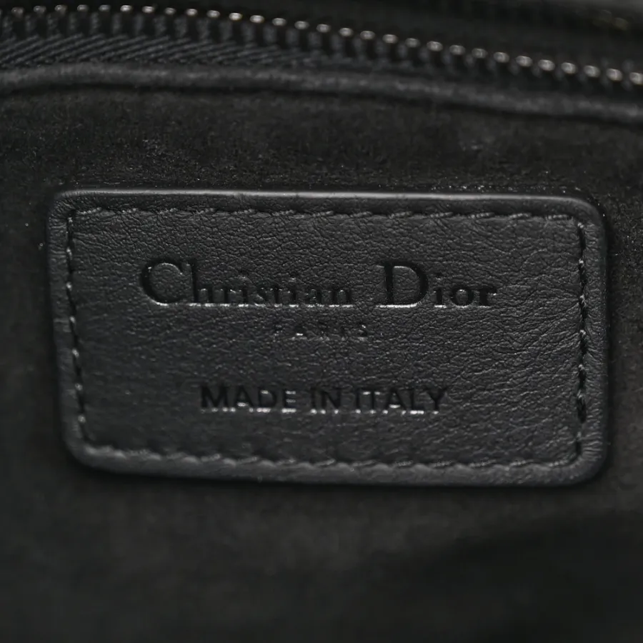 Dior Medium Lady Dior Black Ultra Matte Cannage Calfskin Leather Matte Black Hardware
