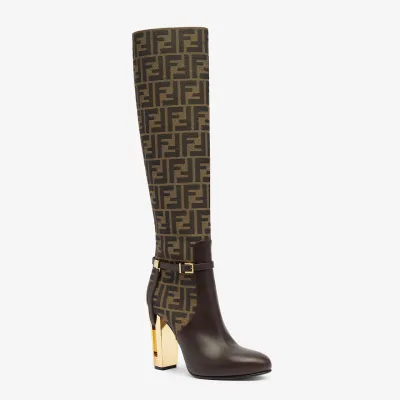 FENDI Brown leather high heeled boots