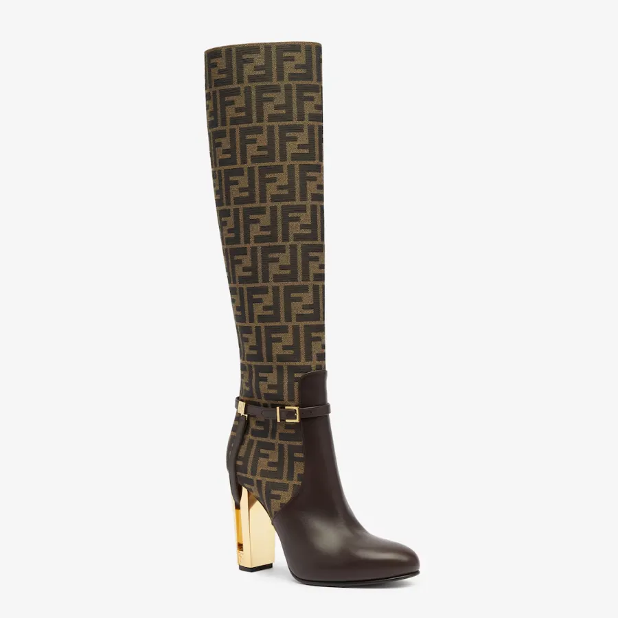 FENDI Brown leather high heeled boots
