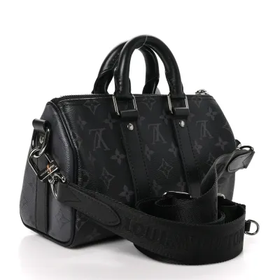 Louis Vuitton Keepall Bandouliere 25 Reverse Monogram Eclipse Canvas Silver Hardware