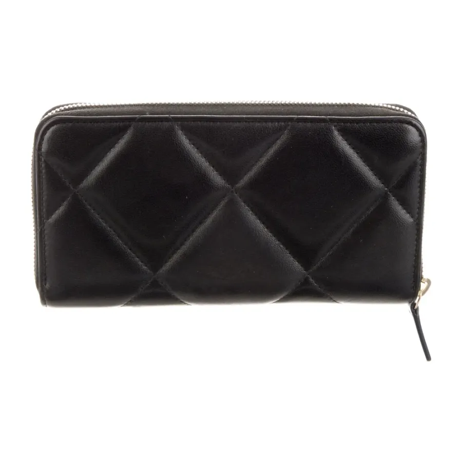 Chanel Medium Continental Wallet Black Quilted Leather Gold Hardware