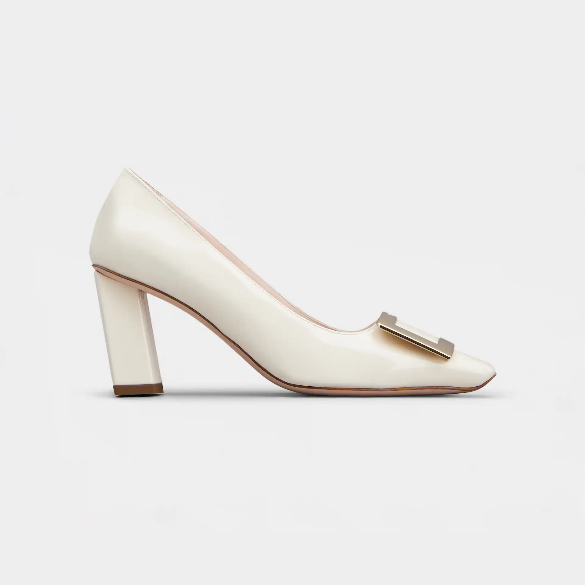 Roger Vivier Belle Vivier Pumps Salto Alto Em Couro Branco Com Fivela De Metal (Altura Do Salto 7cm)