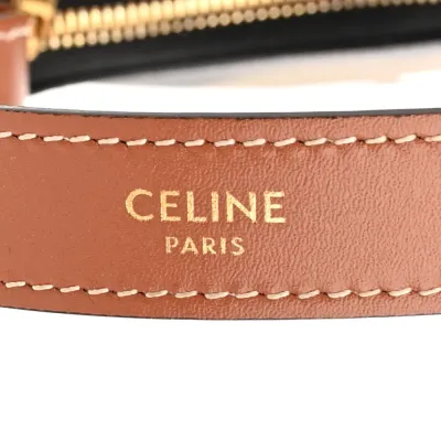 Celine Medium Ava Logo Triomphe Shoulder Bag Khaki Camouflage Canvas & Calfskin Leather Gold Hardware