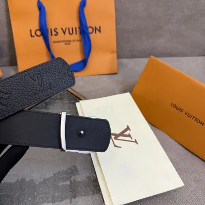 Louis Vuitton Men's Shield Reversible Belt In Black Monorgam Calfskin With Gold/Silver/Gun Black Hardware 40mm