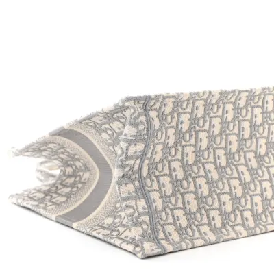 Dior Medium Book Tote Grey Oblique Embroidered Canvas