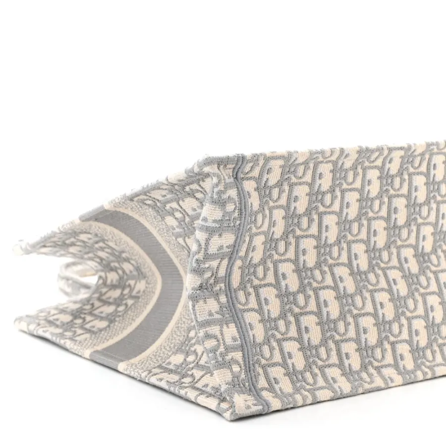 Dior Medium Book Tote Grey Oblique Embroidered Canvas