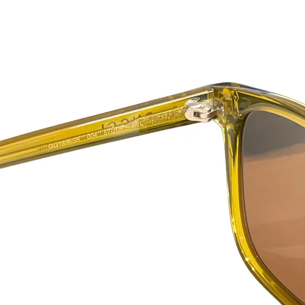 Gucci square frame glasses mustard/black/leopard color Size 57口18-145 - Image 4