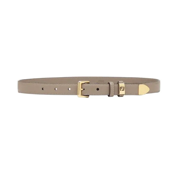 Fendi Women's Forever Fendi Belt In Black/Beige Calfskin With Gold Hardware 30mm