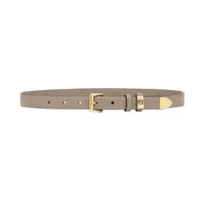 Fendi Women's Forever Fendi Belt In Black/Beige Calfskin With Gold Hardware 30mm