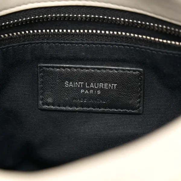 Saint Laurent Mini Loulou Chain Satchel Crema Soft Quilted Puffer Monogram Lambskin Leather Silver Hardware - Image 2