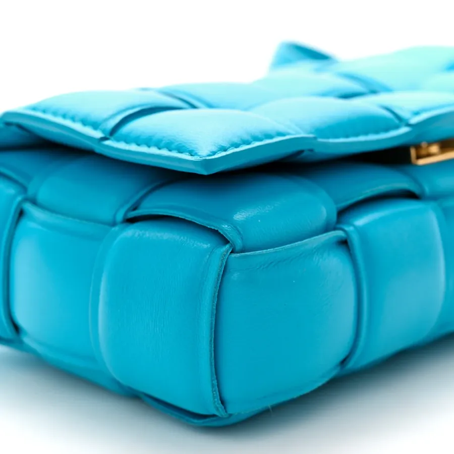 Bottega Veneta Small Maxi Intreccio Padded Cassette Crossbody Bag Pool Nappa Leather Brass Hardware