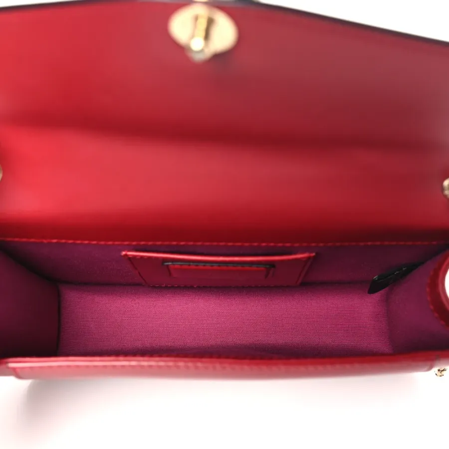 Bvlgari Mini Serpenti Forever Crossbody Bag Ruby Red Calfskin Leather Gold Hardware