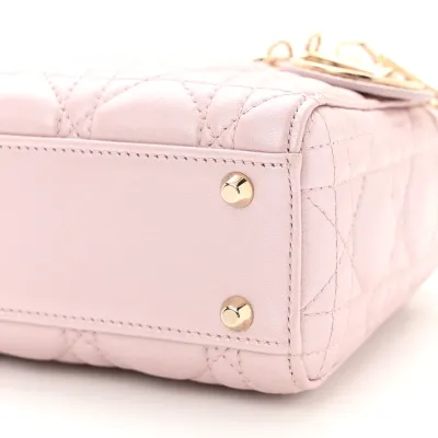 Dior Mini Lady Dior Lotus Metallic Cannage Lambskin Leather Light Gold Hardware
