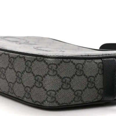 Gucci Mini Shoulder Bag Grey/Black GG Supreme Monogram Canvas Aged Silver Hardware