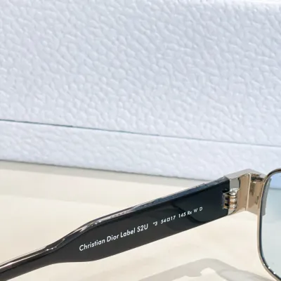 DIOR square frame glasses blue silver/blue light gold/black light gold color Size 54口17-145