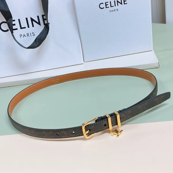 Celine Elegant Charm Belt In White/Black/Pink/Champagne Gold/Brown Taurillon Leather With Gold Hardware 18mm - Image 6
