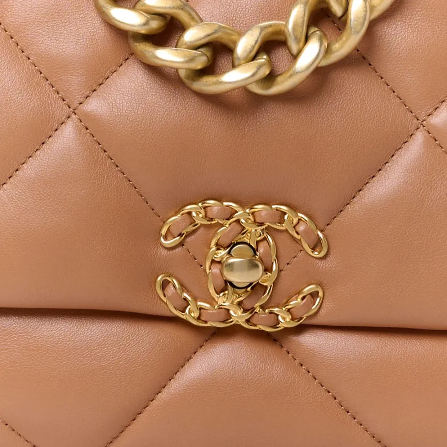 Grade Chanel 19 Brown Lambskin Handbag
