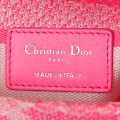 Dior Medium Toile De Jouy Lady D-Lite Fluorescent Pink Reverse Embroidered Canvas Gold Hardware