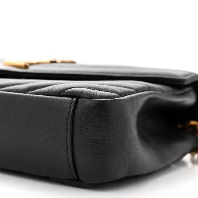 Saint Laurent Medium College Bag Black Chevron Monogram Sheepskin Matelasse Leather Gold Hardware