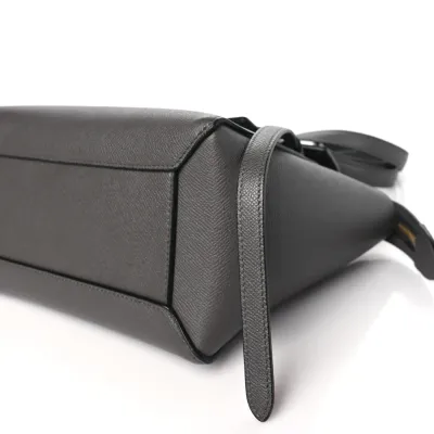 Celine Micro Belt Bag Grey Grained Calfskin Leather Gold Hardware