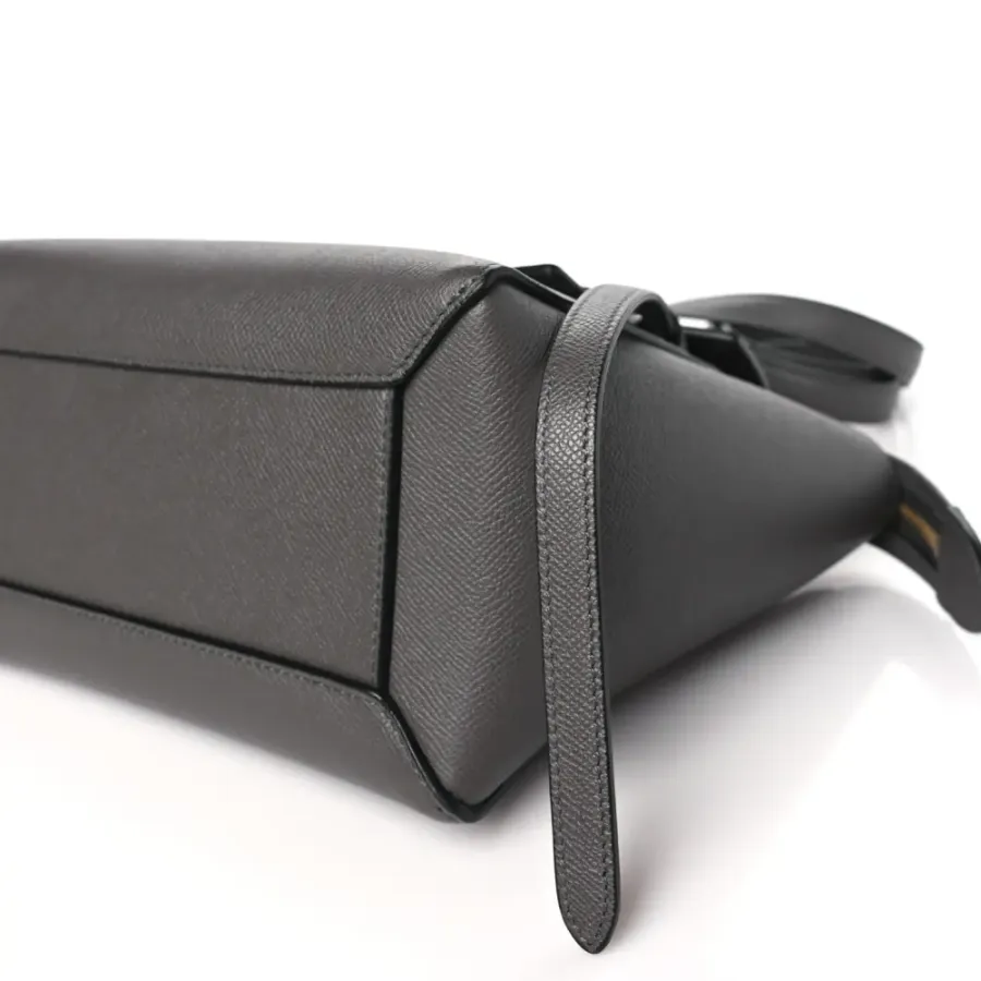 Celine Micro Belt Bag Grey Grained Calfskin Leather Gold Hardware