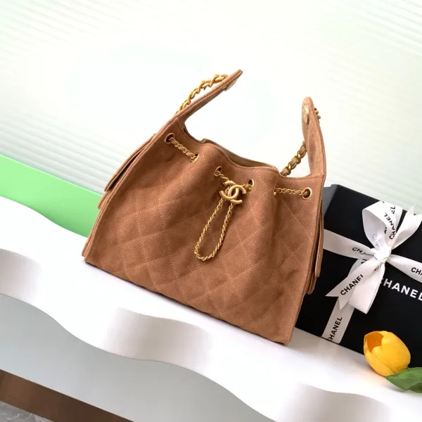 Chanel khaki / Elephant Grey Abrasive Sand Leather Shoulder Bags - Image 2