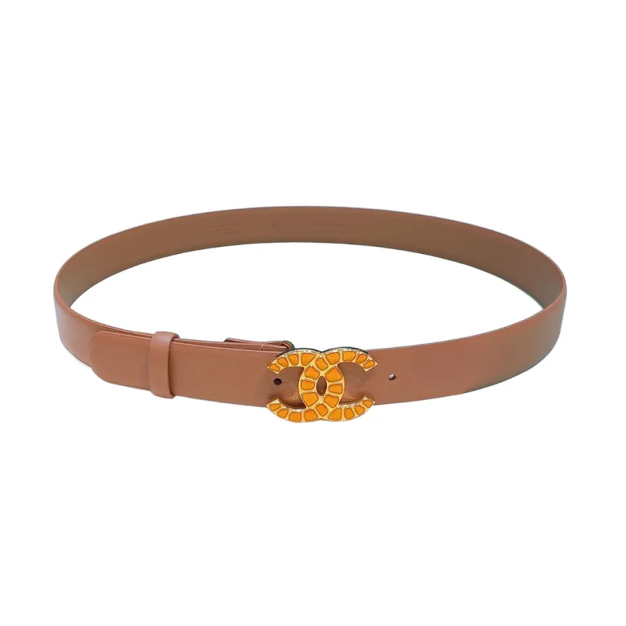 Chanel Women's CC Belt In Blue/Arrowroot Calfskin With Gold Hardware 30mm