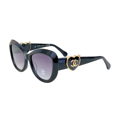 CHANEL glasses black gold color size 55-19-140