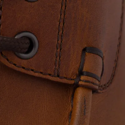 PRADA Lace-up leather loafers in cognac