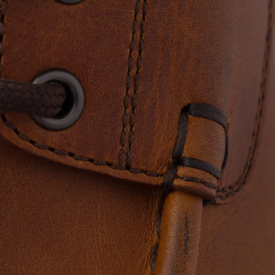 PRADA Lace-up leather loafers in cognac