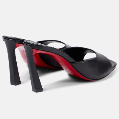 Christian Louboutin Black leather high-heeled sandal slippers