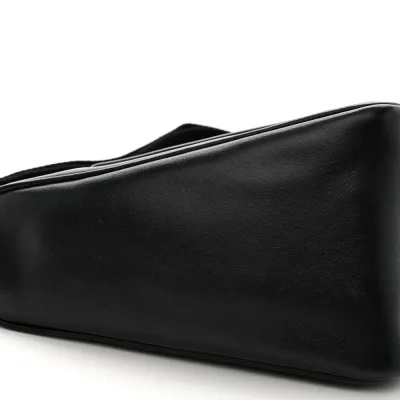 Prada Medium Triangle Shoulder Bag Black Grace Lux Leather Silver Hardware