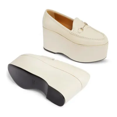 Gucci white thick bottom loafers