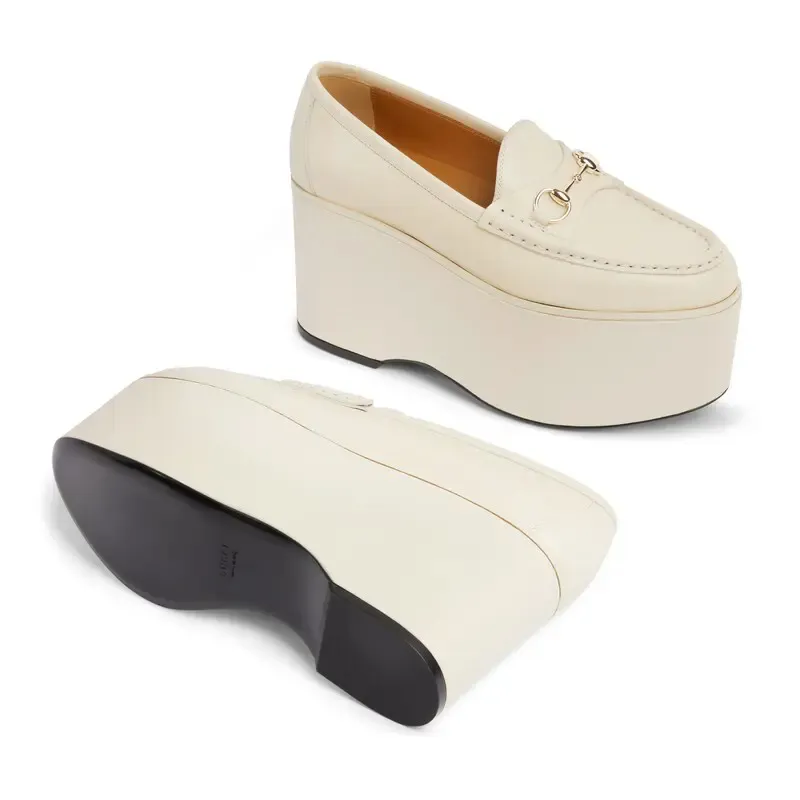 Gucci white thick bottom loafers