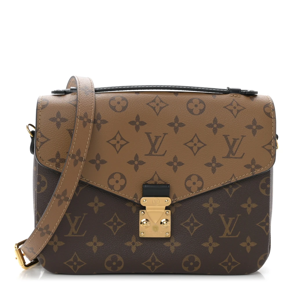 Louis Vuitton Pochette Metis PM Reverse Monogram Canvas com Hardware Dourado